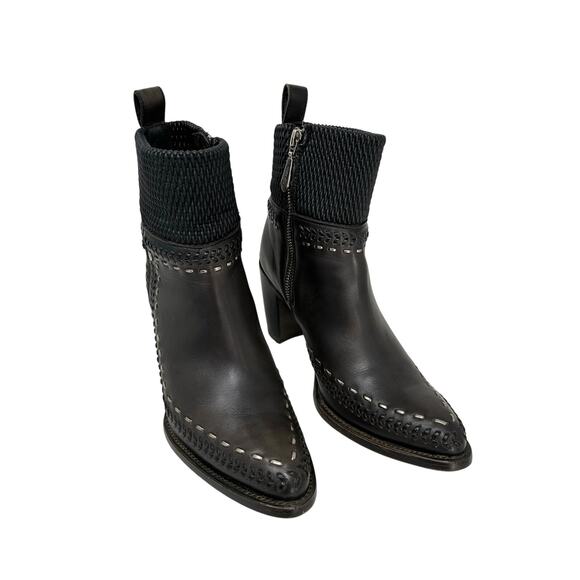 Cuadra Round Toe Ankle Boot Women Size 9 Botas Dark Brown Woven Leather Western - Picture 2 of 11